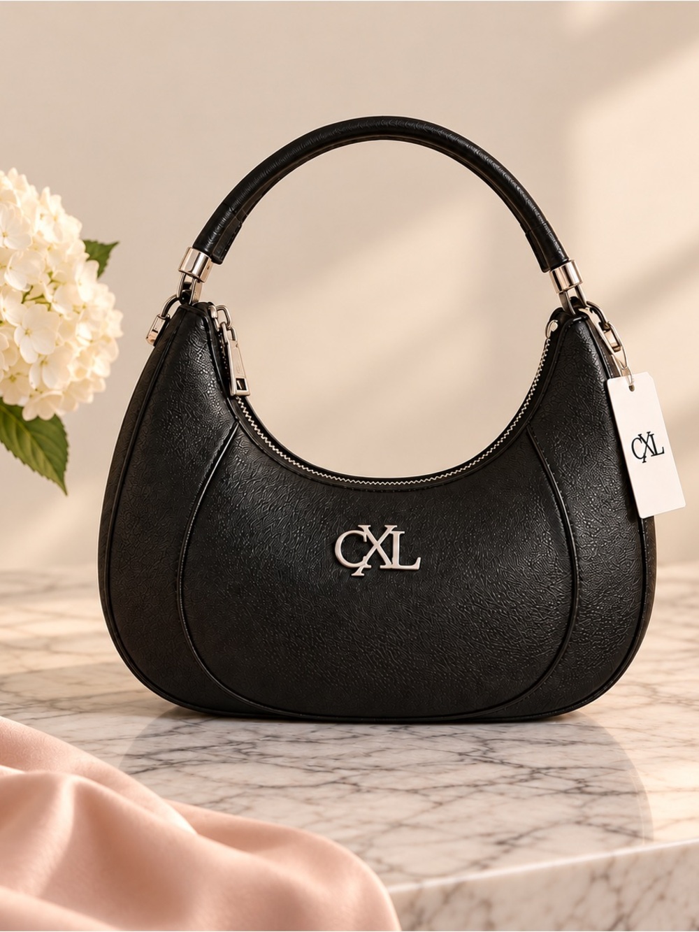CXL Hobo Shoulder Bag Silver Logo NWT